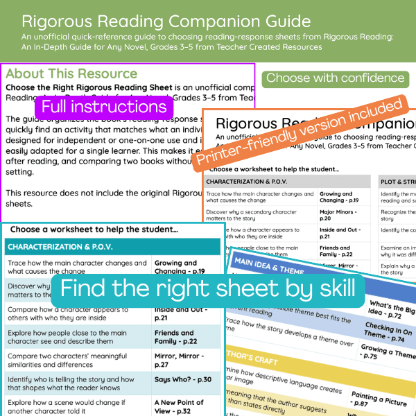 Cover preview of the Rigorous Reading Companion Guide