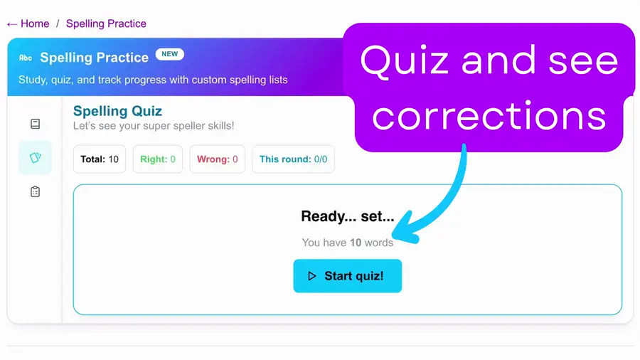Takes quizzes, see corrections
