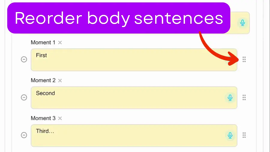 Reorder body sentences
